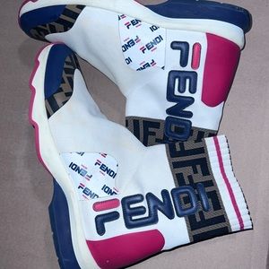 Fendi x Fila Knit Sneakers 38 Ladies Fendi Mania Socks Boots. 100% AUTHENTIC
